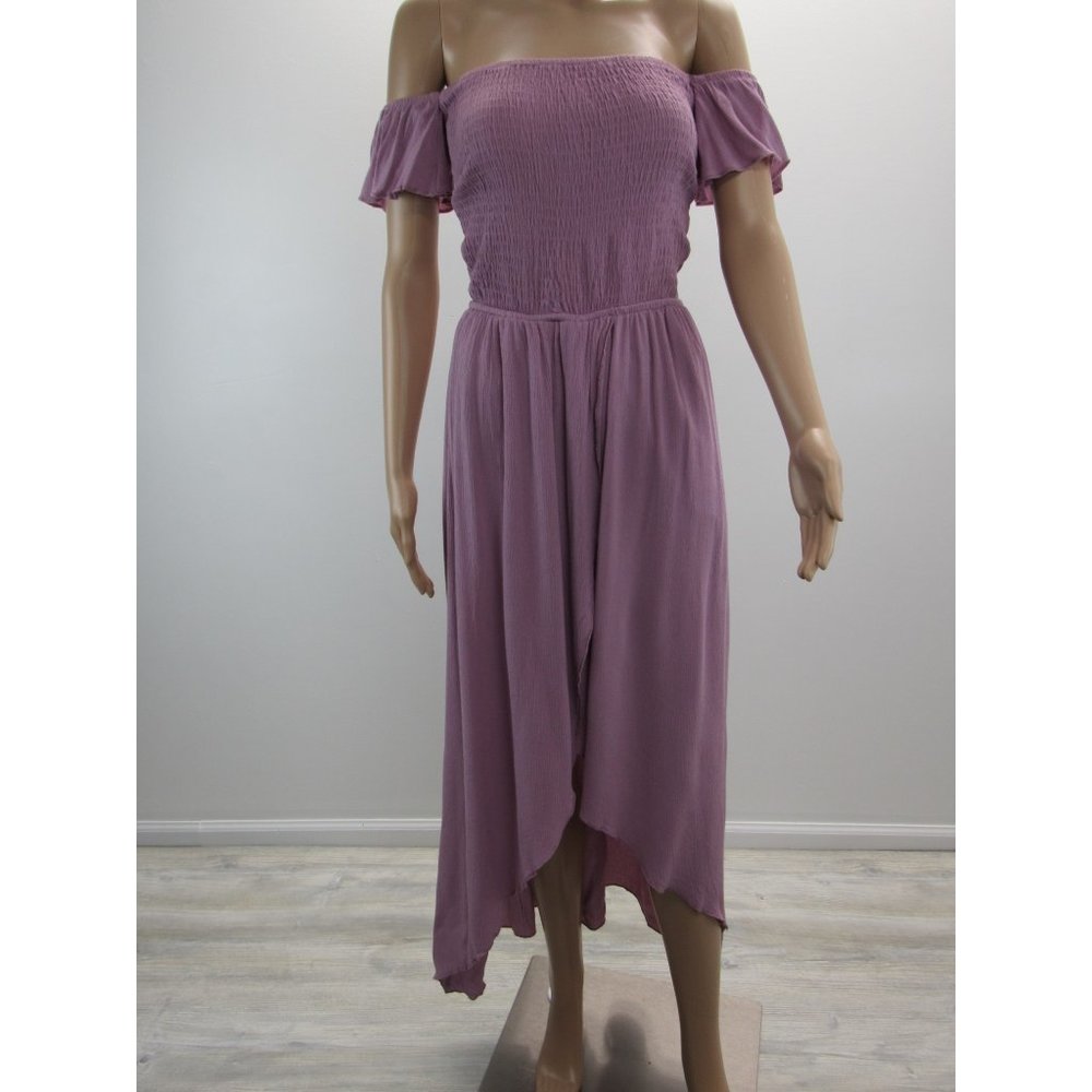 SALTY LEMON OFF SHOULDER HI-LOW MAXI DRESS SIZE  MEDIUM
